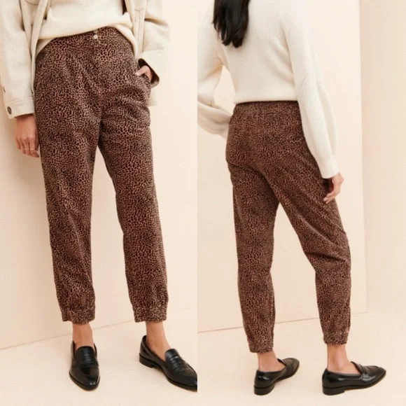 Anthropologie Brown Leopard Print Joggers - Picture 1 of 9